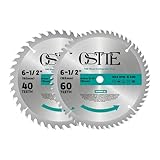 OSTTE 6-1/2 Inch Circular Saw Blade 40-Tooth & 60-Tooth, 5/8 Inch Arbor, Alternate Top Bevel Saw Blades for Cutting Wood, 2 Pack