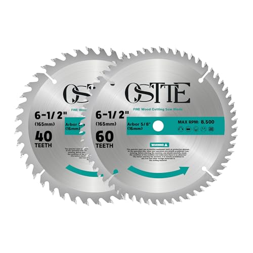 OSTTE 6-1/2 Inch Circular Saw Blade 40-Tooth & 60-Tooth, 5/8 Inch Arbor, Alternate Top Bevel Saw