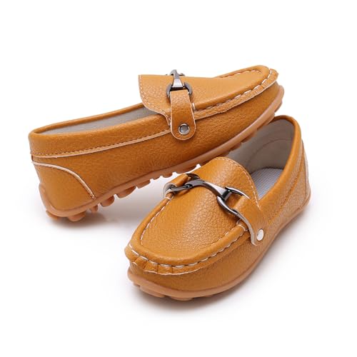 Image of SOFMUO Boys Girls Leather Loafers Slip-On Oxford Flats Boat Dress Schooling Daily Walking Shoes(Toddler /Little Kids)