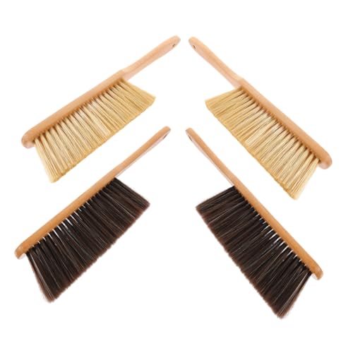 Mikikit 4 Cepillos De Polvo con Mango De Madera Escoba Colmena Barredora Recogedor Y Cepillo Cepillo De Madera Carpintero Cepillo Suave para Barrer El Polvo Cepillo De Banco