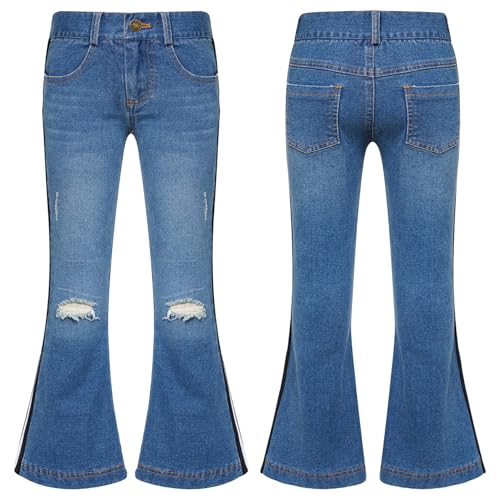JEYPINMI Toddler Girls Flare Jeans Skinny Denim Pants Elastic Waist Bell Bottom Casual School Wear