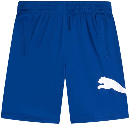 PUMA Boys Athletic Shorts - Quick Dry Breathable Interlock Performance Boys Basketball Shorts with Pockets (Sizes: 4-20), Size 10-12, Royal Blue