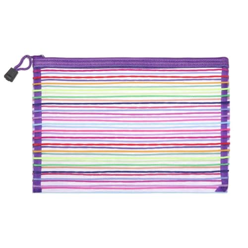Bolsas de mão cor sólida maquiagem cor arco-íris papelaria nylon papelaria estojo lápis armazenamento cosméticos grade bolsa caneta bolsa (roxo)