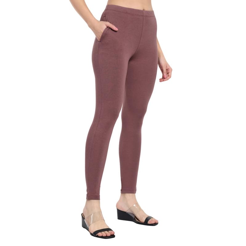 Image of ONE SKY Women Full Length Leggings | Cotton Modal Spandex Blend | High Waist Stretchable & Bio-Washed Fabric | Colour-Lock Technology | Comfortable Leggings for Women