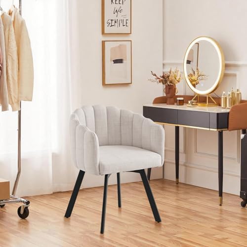 SUPPNEED Sillas giratorias para comedor, sillón de salón, giratorias, sillas de comedor con reposabrazos, sillas tapizadas de tela de lino, sillón giratorio con patas de metal para cocinas y estudios