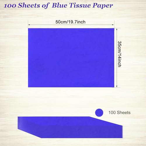 Image of 100 Sheets Blue Tissue Paper Artdly 14 x 20 Inches Blue Wrapping Paper Bulk for Weddings Birthday DIY Project Christmas (Pack of 3)