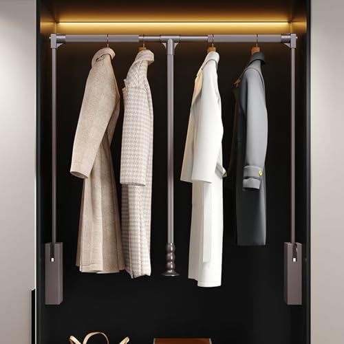 Tringle de penderie rétractable extensible 89-121 cm avec cintre de rangement amorti