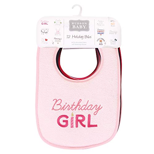 Hudson Baby Unisex Baby Cotton Terry Drooler Bibs With Fiber Filling, Cute Girl Holiday Sayings, One Size #TOP1