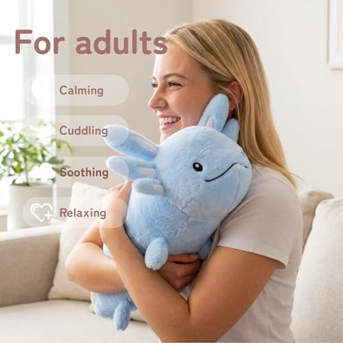 Image of Niuniu Daddy 2.8 lbs 17 inch Blue Axolotl Weighted Stuffed Animals for Kids & Adults, Soft Sensory Comfort Plush Toy for Sleeping, Cute Lying Lap Pad Pillow for Huggable Gift