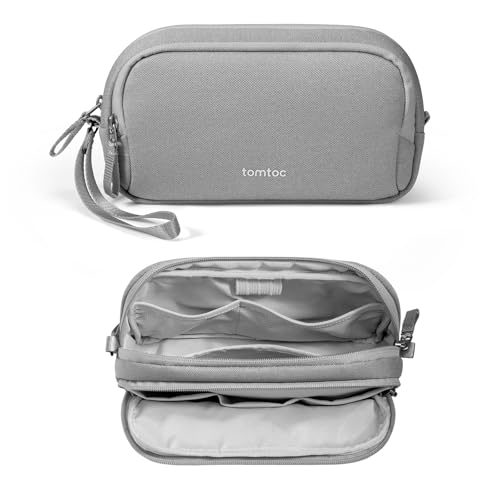Image of tomtoc Electronic Organizer Travel Case, Water Resistant Dual Compartment Tech Pouch Cable Organization Storage Bag for Charger, Cord, Phone, Hard Drive, Power Bank, Accessories Travel Essentials