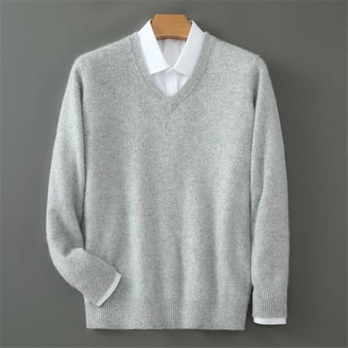Mens 100 Percent Cashmere V Neck Pullover Long Sleeve Knitted Sweater Business Loose Fit Jumper Top4