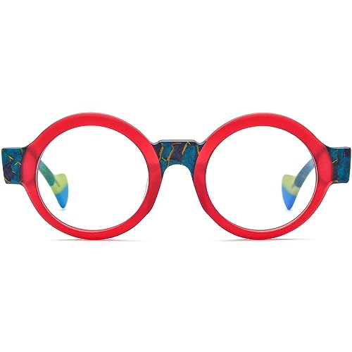 Image of HEPIDEM Multicolor Acetate Glasses Frame Women Oversize Vintage Round Eyeglasses Optical Spectacles 9271