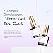 modelones Pearl Gel Nail Polish Top Coat, 2-in-one Clear Pearlescent Glitter Glossy Sparkle Finish Long Lasting Soak Off Mermaid Shimmer Manicure Nail Art Home Salon DIY