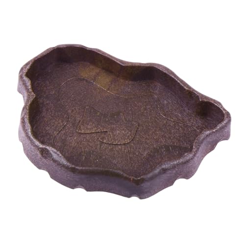 Toddmomy comedero para Reptiles tazón de alimentación de Erizo Bandeja de Agua para Reptiles geco Crestado Leopardo tortugueras Plato de Agua de Comida Cuenco de Resina Coffee