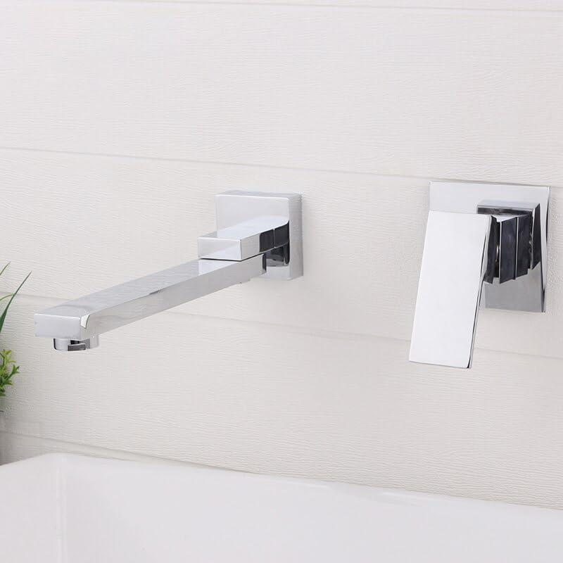 Mélangeur salle de bain mural cascade chrome pour éliminer les éclaboussures et gagner de la place