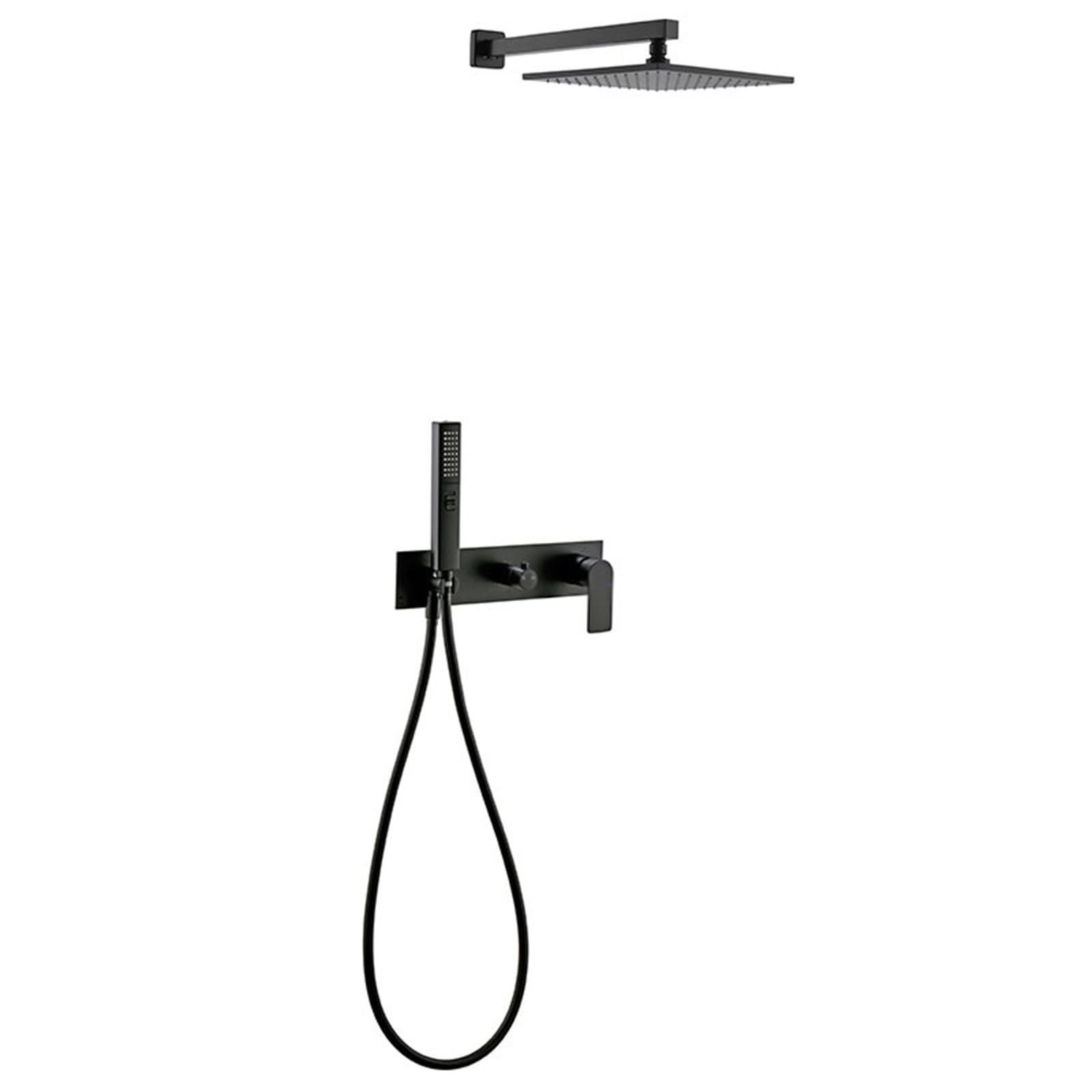 Mitigeur de douche encastré noir mural avec sa douchette à main 2 modes