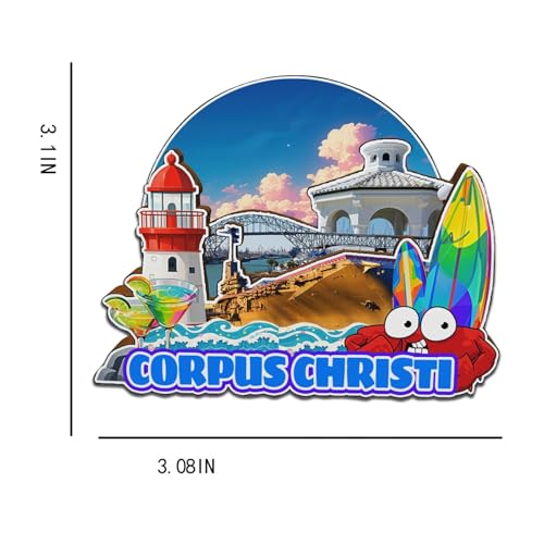Imán decorativo de madera 3D Corpus Christi Texas miniatura 3