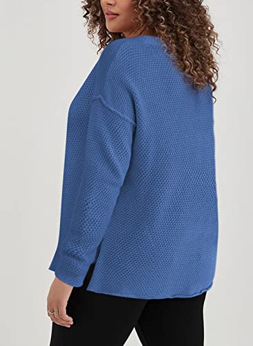 Image of Eytino Womens Plus Size Sweaters Casual Long Sleeve Loose V Neck Button Henley Tops Pullover Knit Jumpers,(1X-5X)