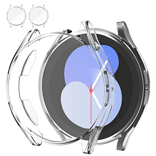 Jvchengxi [2 Pezzi] Cover 40mm per Samsung Galaxy Watch 5 / 4 / FE, Flessibile TPU Pellicola Protettiva Custodia Antiurto Schermo Protezione Copertina per Galaxy Watch FE / 4 / 5 (Chiaro+Chiaro)