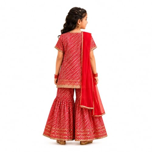Image of LITTLE GINNIE Girls Kurta Sharara Set | Traditional Ethnic Wear for Kids