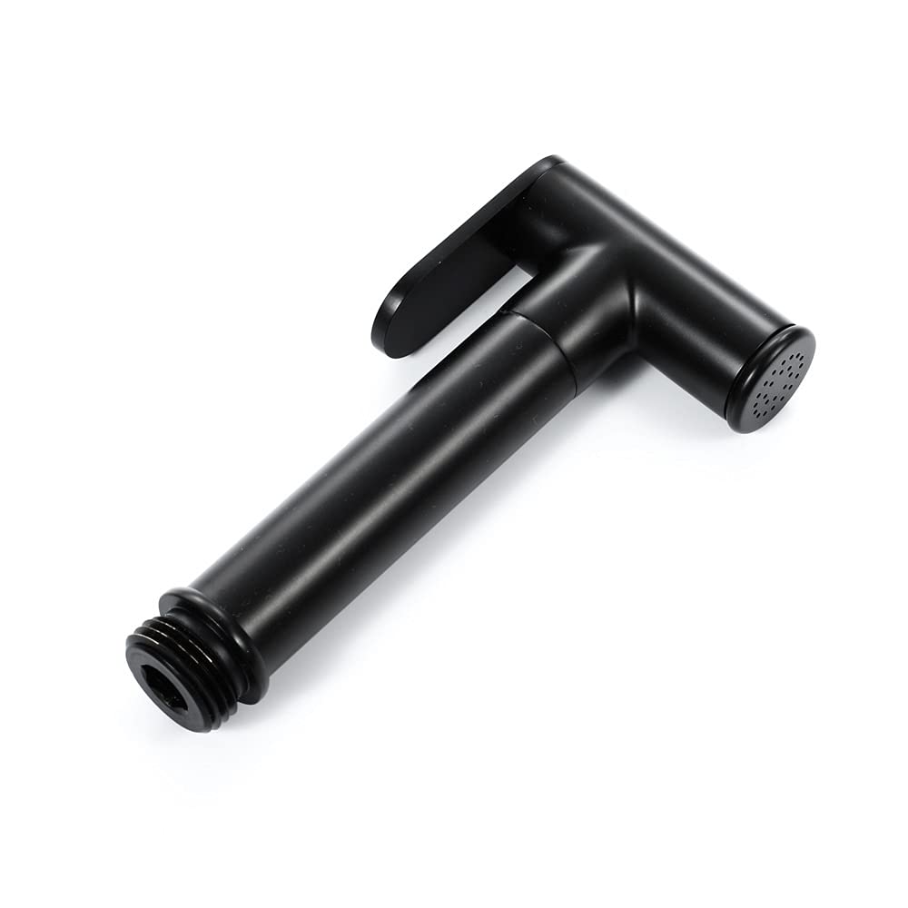 Kit de pulverizador de bidé de mano, soporte de mano de latón para inodoros con manguera extendida de 1.5 m, adaptador de válvulas y soporte de pared conjuntos de gancho de soporte de pared, negro sin