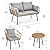 DWVO Patio Furniture Set 4 Pieces Boho Wicker Bistro Set, All Weather Outdoor Rattan Conversation Set with Loveseat Chairs Table Soft Cushions for Backyard, Pool, Garden - Grey