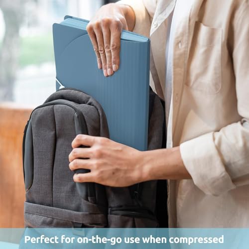 SKYDUE Accordion File Organizer, 13 Pocket File Folder Organizer with Monthly & Blank Labels, Mist Blue Document Organizer with Solid Inner Pages, Letter A4 Size for Office School - Thumbnail 4