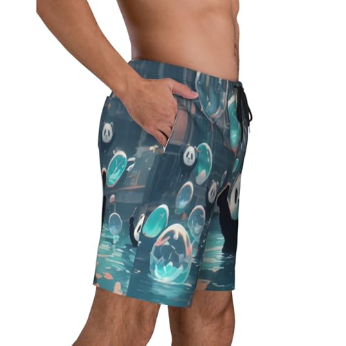 Panda Playing in a Pool Men Beach Pants â€“ Swim Trunks for Men,Quick-Dry and Comfortable, Suitable for Beach, Surf, and Everyday Wear Black3
