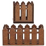 SEWACC Miniatur Gartenzaun und Miniatur Blumenkorb 2 Stück Detailgetreues Modell aus Braunem Kunststoff Zierliche Dekoration für Puppenhaus und Selbstgemacht Miniaturlandschaft