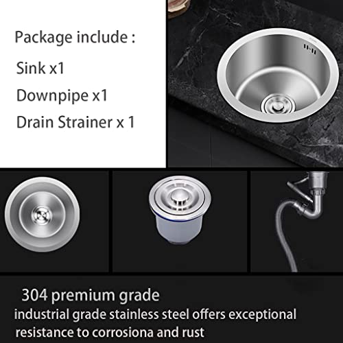 Kitchen Sink 12-Inch Bar Sink Single Bowl Sink Stainless Steel Sink Topmount Undermount Handmade Round Sink (Size : 30 * 30 * 18Cm) #TOP5