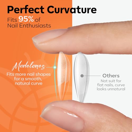 Image of Modelones Almond Nail Tips Short Clear Soft Gel Fake Press On Nails Tip | Soft Gel Nail Tips Half Matte Full Cover Clear Acrylic Gel False Press on Extension 12 Sizes