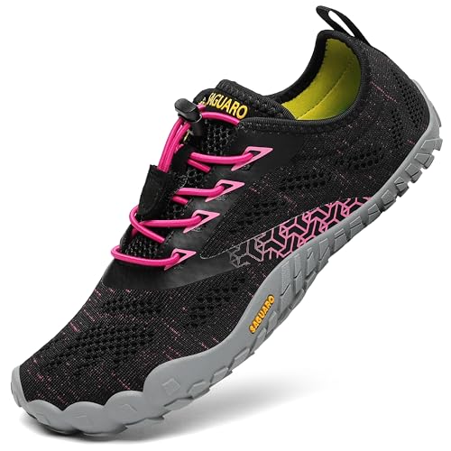 Zapatilla Minimalista de Barefoot Trail Running Mujer Exterior Interior Zapatillas de Deporte,05 Rojo,39