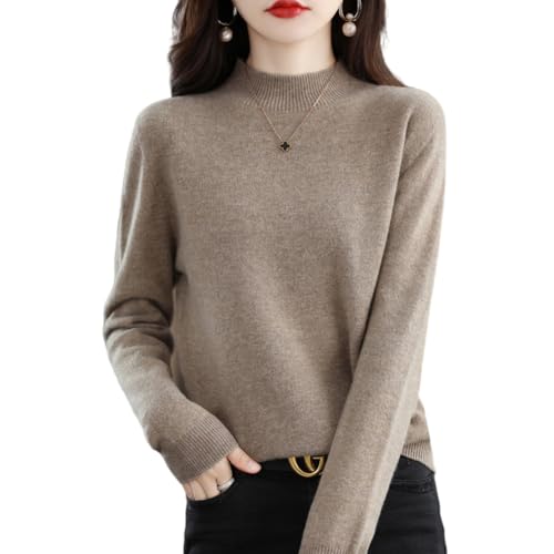 RUCPUW 100% Merino Wool Sweaters Women's Fall Winter Warm Soft Knitted Loose Pullover Turtleneck...