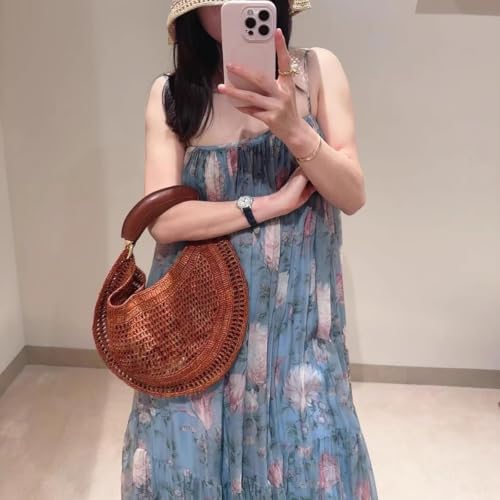 Bolso Hobo de Paja para Mujer estilo Media Luna miniatura 3