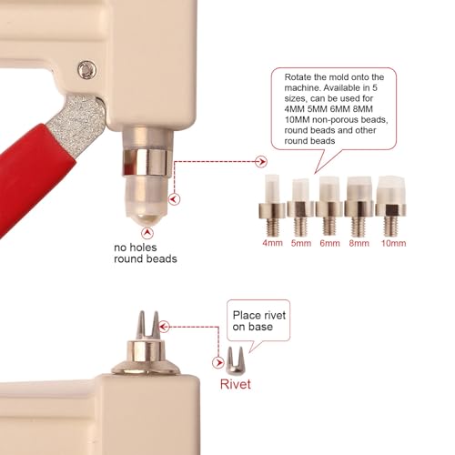 Machine de réglage de perles manuelle avec 5 tailles de rivets pour customisation - 5