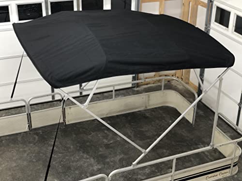Replacement Bimini Top Canvas with Boot, Black 10' Long x 8' Wide, 16oz, 4 Bow, fits 91-96