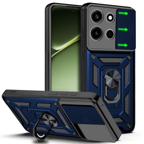 Image of AESTMO Tough Armor OnePlus Nord 6 5G Bumper Back Case Cover | Ring Holder & Sliding Camera Shield Cover | 360 Degree Protection Back Case Cover for OnePlus Nord 6 5G (Blue)
