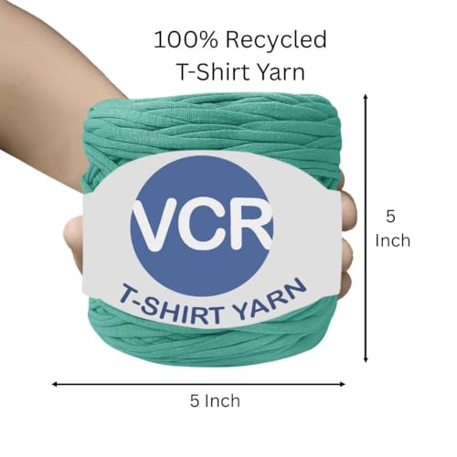 Image of VCR Tiff Blue Big T-Shirt Yarn, 100 Meters Length, Recycled & Fashionable Craft Yarn, Pack of 1, Suitable for Crochet, Knitting & DIY Bags, Baskets, Cushions & Home Decor Projects
