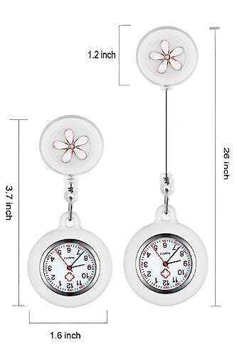 ZOVEDAIUG Nurse Watch, Retractable Nurse Lapel Watch Clip On Quartz Watch Nursing Watch with Second Hand for Doctor Nurse(White)