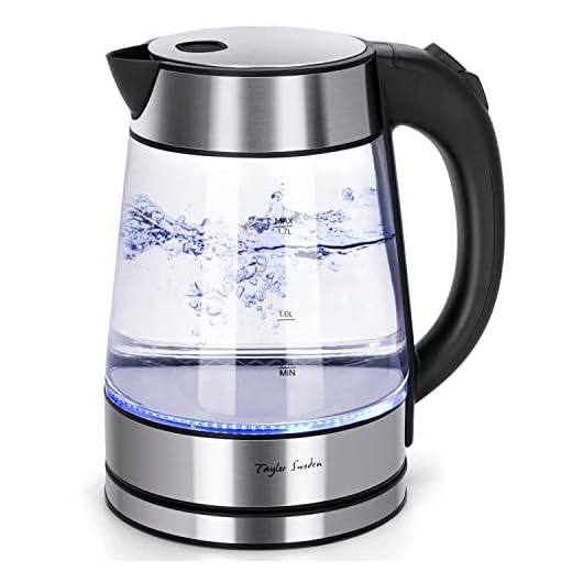 Glass Hot Water Kettle Electric for Tea and Coffee 1.7 Liter Fast Boiling Electric Kettle Cordless Water Boiler with Auto Shutoff & Boil Dry Protection Taylor Swoden