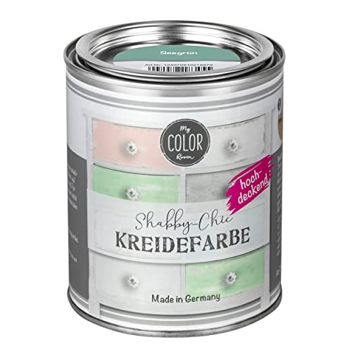 My COLOR Room Shabby Chic Kreidefarbe 750 ml - Seegrün - Küchenmöbellack und Möbelfarbe ohne Schleifen. Wasserbasiertes Chalk Paint, für Holz & mehr mit hoher Deckkraft u. schnell trocknend My COLOR Room Shabby Chic Kreidefarbe 750 ml - Seegrün - Küchenmöbellack und Möbelfarbe ohne Schleifen. Wasserbasiertes Chalk Paint, für Holz & mehr mit hoher Deckkraft u. schnell trocknend