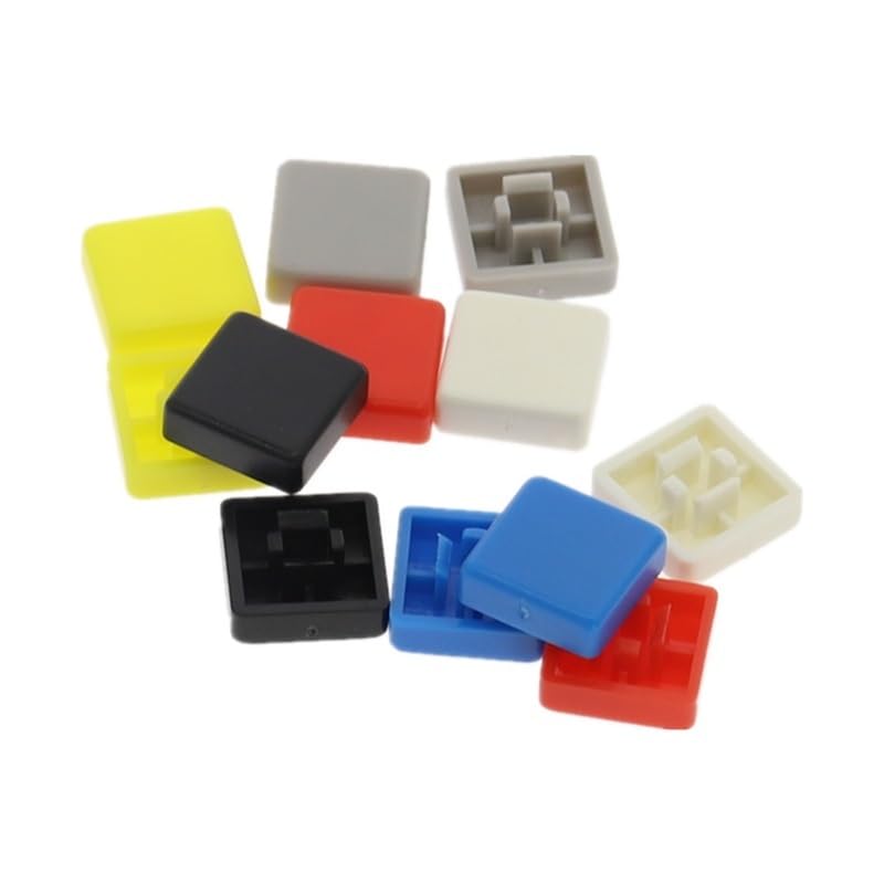 POWTAXBJGD 50pcs A14 Short Feet Square Switch Button Cap Match 12 * 12 * 7.3 Switch use(Gray)