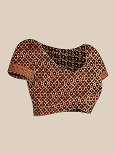 Image of Panzora Women's Banarasi Silk Saree With Unstitched Blouse Piece