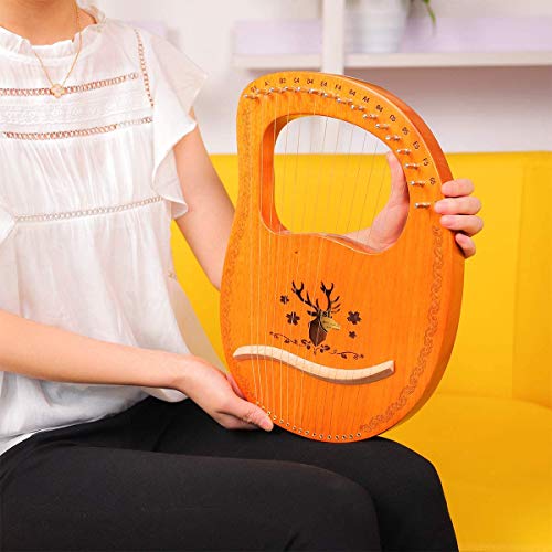 Lyre Harp16 Metal Strings, Harp Portable Lyre with String Tuning Wrench and Black Gig Bag, Mahogany Ancient Style Lyre Suitable for Music Lovers, Beginners, Children, Adults - Thumbnail 7