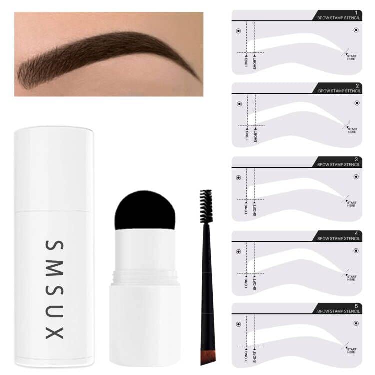 EyeBrow Stamp Stencil Kit Eyebrow Stamp Kit Eyebrow Stencils Shaping Kit Eyebrow Stencil Kit(Dark Brown)