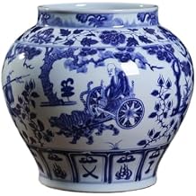 Table Decoration Ceramic Vase Antique Guiguzi Xiashan Large Jar Hand-Painted Sangu Thatched Cottage Porcelain Ornaments Retro Style VaseA