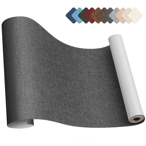 補修テープ 布 40 x 200cm リネン製 補修布シート ソファ 補修シート リネンパッチテープキット、椅子、枕、カーテン用ファブリックパッチテープ 炭灰色