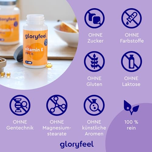 Vitamin E Kapseln - Stabilster Premium Rohstoff (DL-alpha-Tocopherylacetat) - Bioaktives Vitamin E 179 IE - Hochwertige 210 Kapseln für 100 Tage Vollversorgung - Laborgeprüft – Bild 5