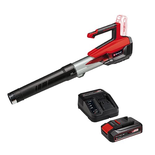Einhell Soplador de Hojas con batería GP-LB 18/200 Li E-Solo Power X-Change (Iones de Li, 18V, Motor sin escobillas, regulación de Velocidad, tecn. de Ventilador axial, con batería 2.5 Ah y Cargador)