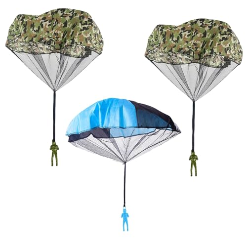 3 Pack Mini Parachute Throwing Toy Set with Soldier Figures